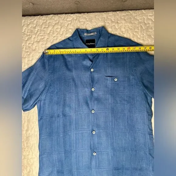 Tommy Bahama 100% Linen Textured Short Sleeve Button-Up Shirt M Resort Classic - Picture 9 of 10